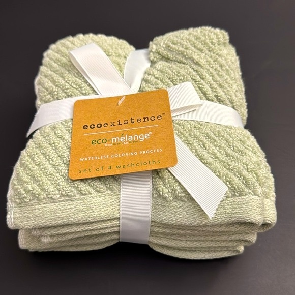 8pc ECOEXISTENCE Eco-Melange Diagonal Stripes Bath Towel Set - Calla Green - Picture 4 of 6